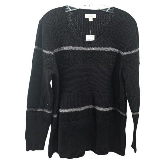 Style & Co Mixed-Knit Metallic-Striped Sweater - Picture 2 of 7